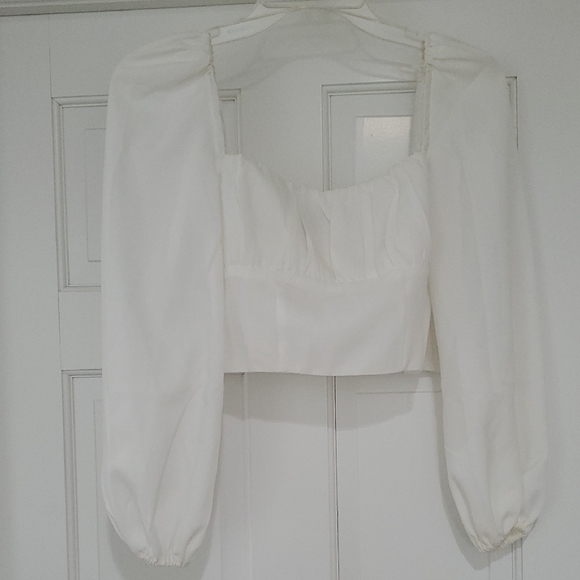 Princess Polly Tops - Princess Polly Ariah White Puff Sleeve Blouse sz 2